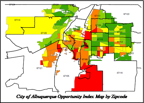 City of Albuquerque Opportunity Index Map by ZIP Code