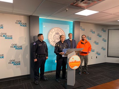 A JPG of Sgt. Pete Silva receiving Nov. 2019 the One Albuquerque Award