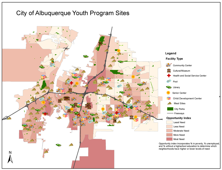 A jpeg of City of Albuquerque Youth Program Sites