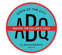 The circular logo for Mayor Tim Keller's 2022 State of the City.
