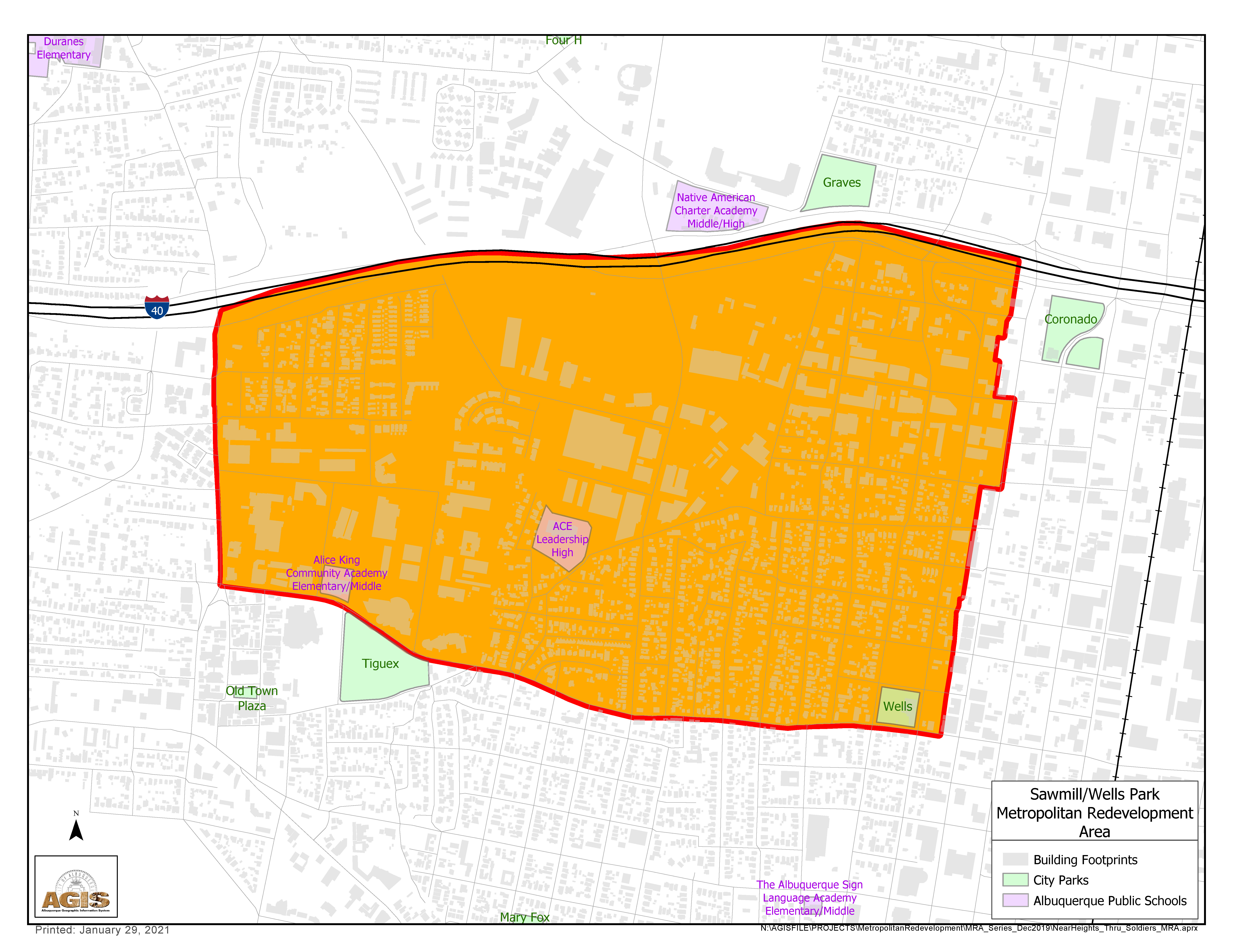 Sawmill Wells Park MRA Map