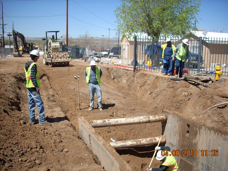 Compacting the soil around the RCP