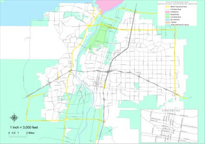 A map highlighting the major roadways in the City of Albuquerque right-of-way.