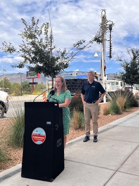 Jennifer Turner and Mayor Keller at East Central Press Conference