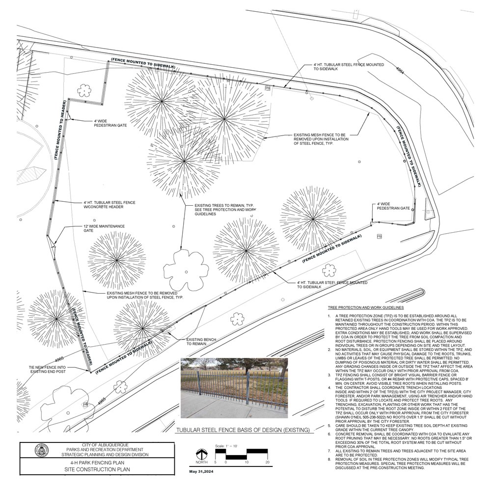 A map of 4H Park depicting the new fence that is going up around the burial site.