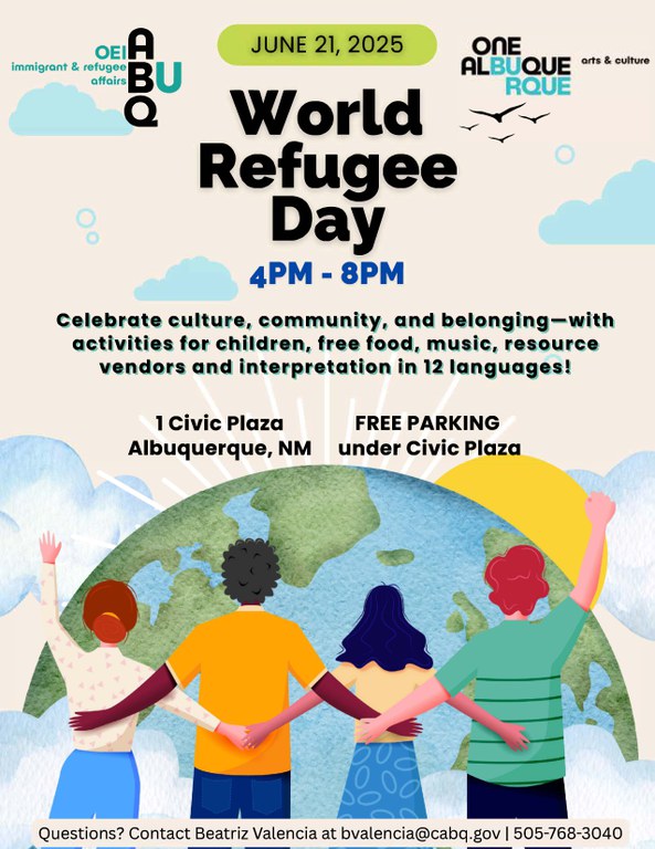 A promotional poster for World Refugee Day on June 21, 2025