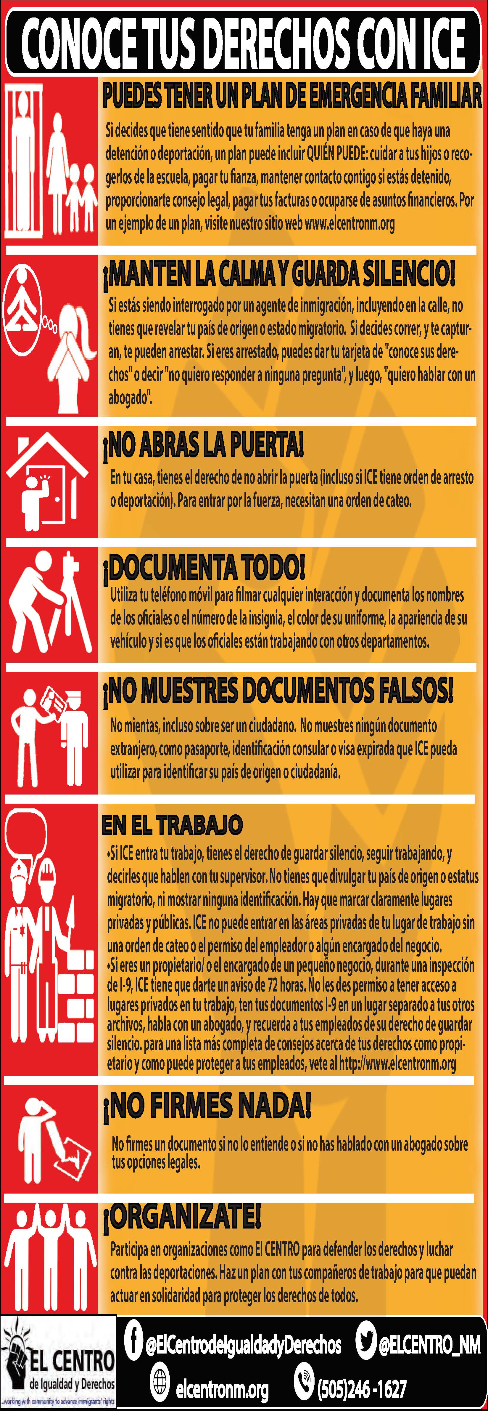 Know Your Rights With ICE Inforgraphic: Spanish