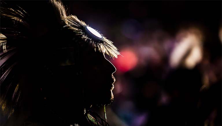 Photo of a Native American dancing