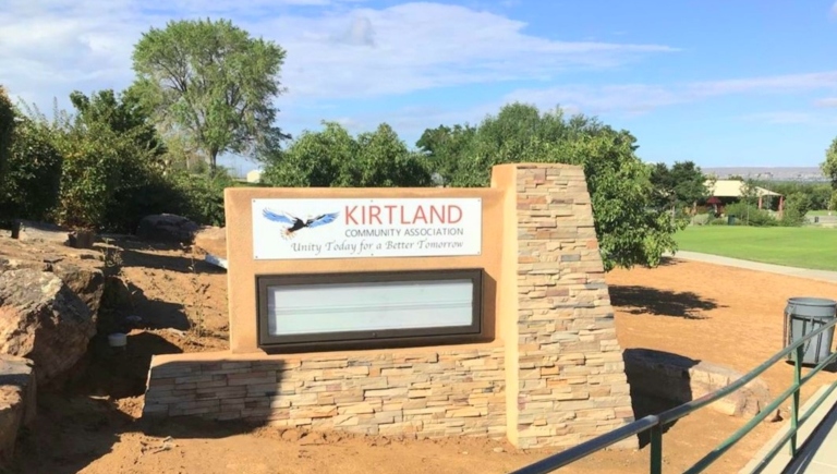 The sign for the Kirtland Community Association