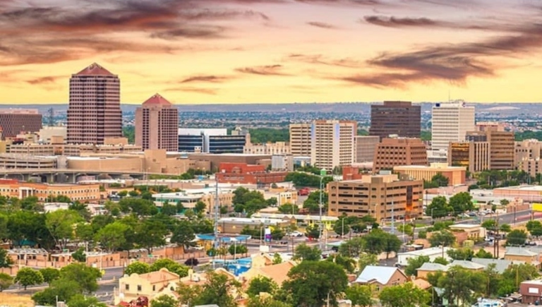 Downtown Albuquerque at sunset