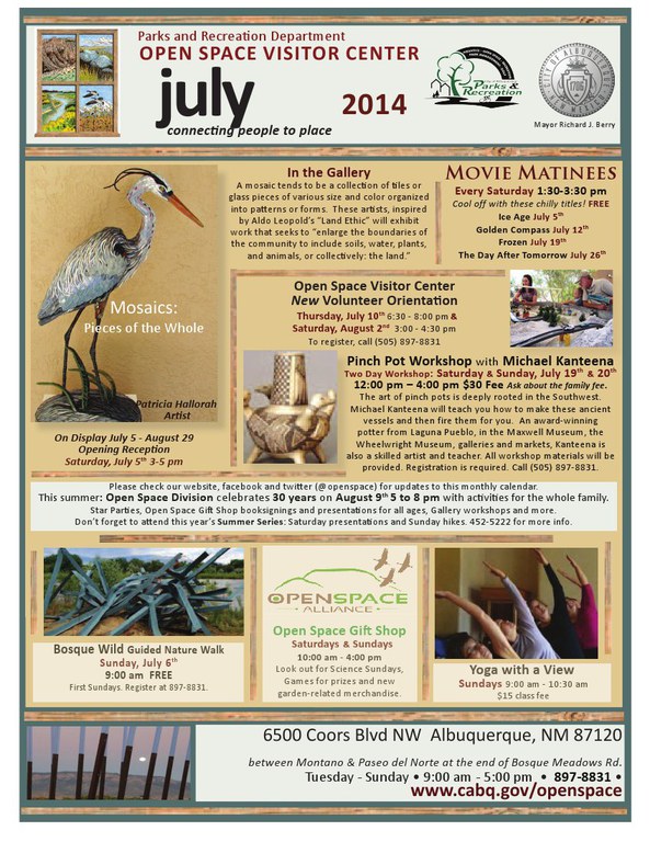 Flyer OSVC July 2014 Calendar of Events
