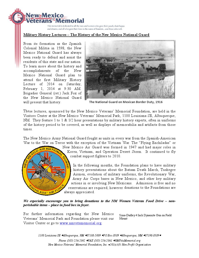 Military History Lecture - NM National Guard Feb 2014