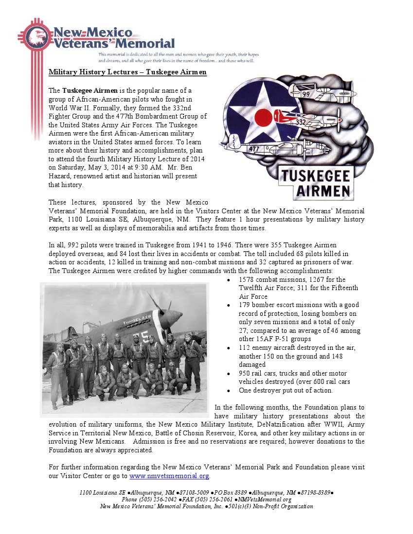 Flyer Military History Lecture - Tuskegee Airmen