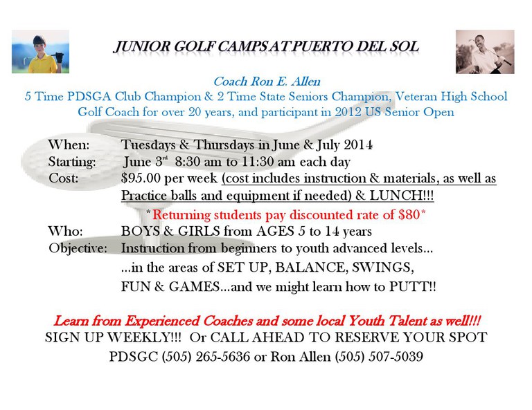 Flyer Puerto del Sol Junior Golf Information