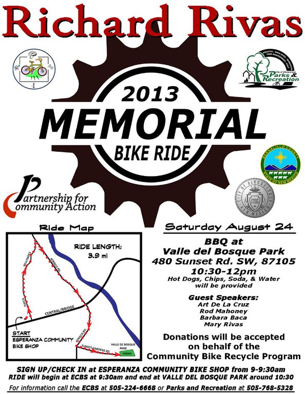 Flyer Richard Rivas Memorial Bike Ride 2013