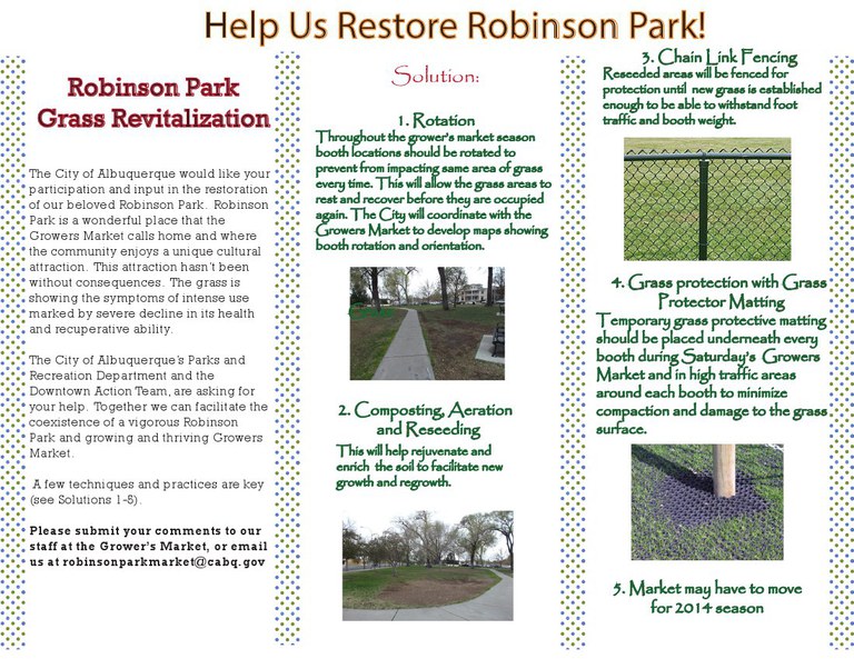 Flyer Robinson Park Revitalization Brochure Front