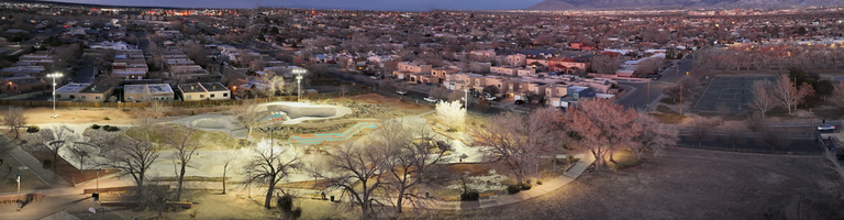 Picture of the lit skatepark