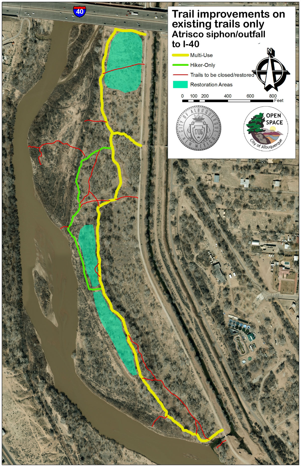Map: Alternative 1 - Outfall to Interstate 40