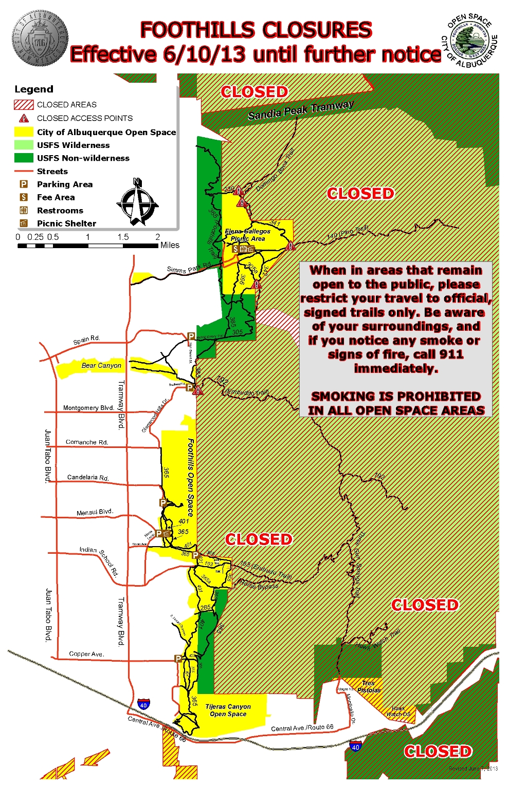 Map Foothills Closures