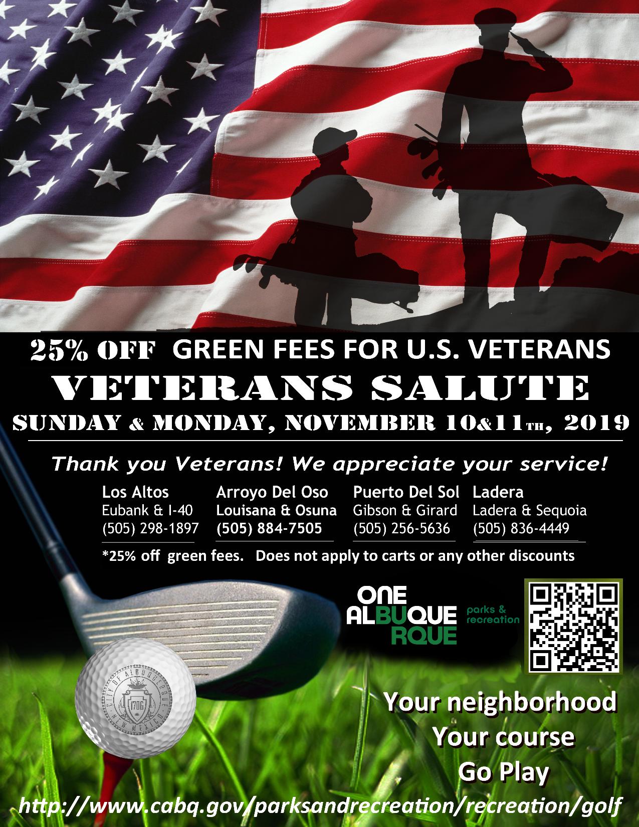 Flyer 2019 Veterans Day Golf Specials