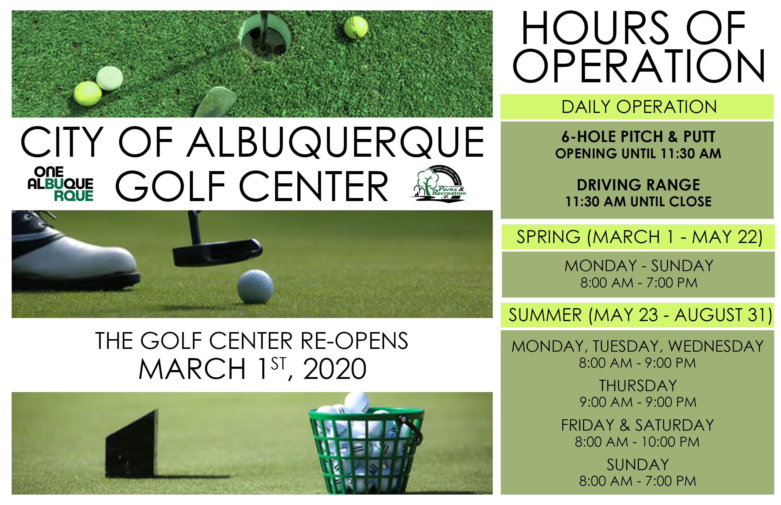 Golf Center Spring 2020 Opening