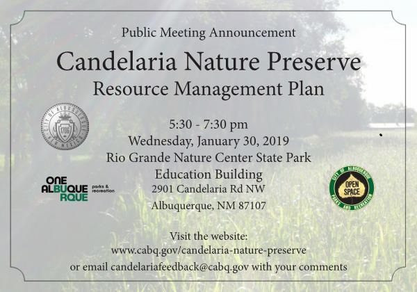 Flyer Candelaria Nature Preserve Public Meeting #1 Invitation