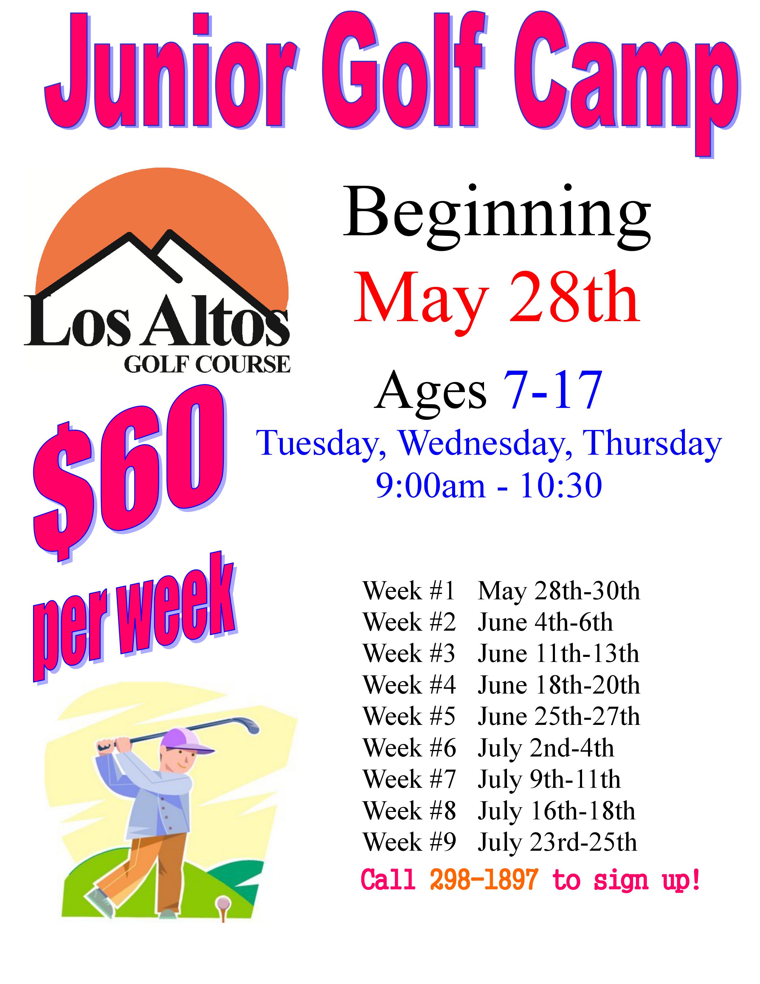 Flyer Los Altos 2019 Junior Golf Camp Schedule
