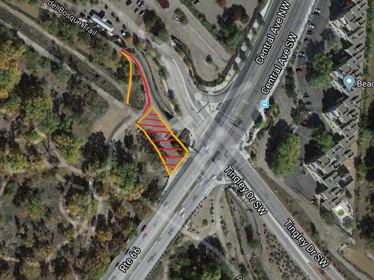 A map showing the area on the south west corner of Central and Tingly Drive will be repaved.