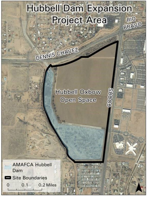 Map of Hubbell Dam and Hubbell Oxbow Farm proposed project area