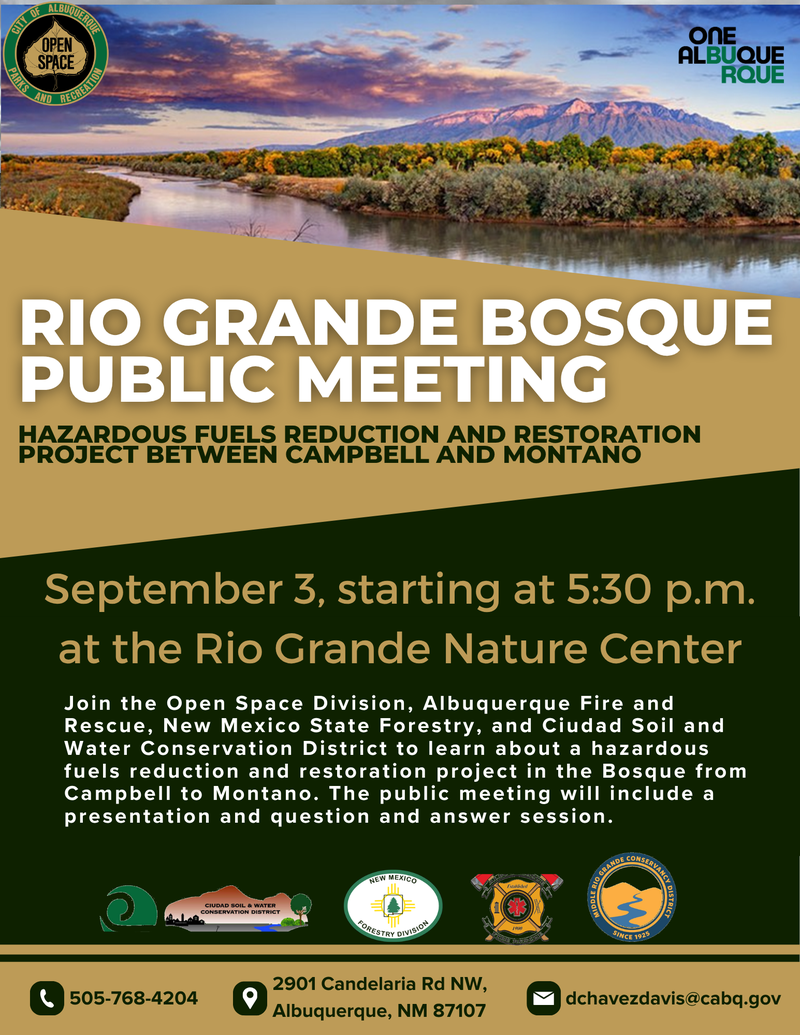Rio Grande Bosque Public Meeting Flyer Sept. 3