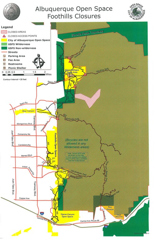 Map: Sandia Foothills Closure 2013