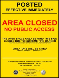 City of Albuquerque to Close East Mountain Open Space Properties Due to Fire Danger City of Albuquerque to Close East Mountain Open Space Properties Due to Fire Danger
