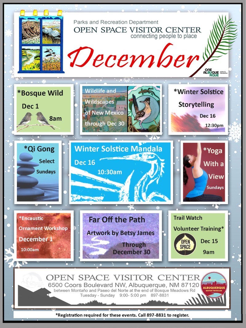 December 2018 Calendar of Events at the Open Space Visitor Center