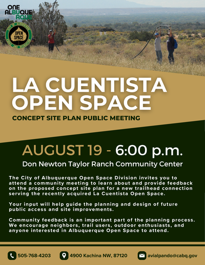 Concept Site Plan Public Meeting La Cuentista Open Space