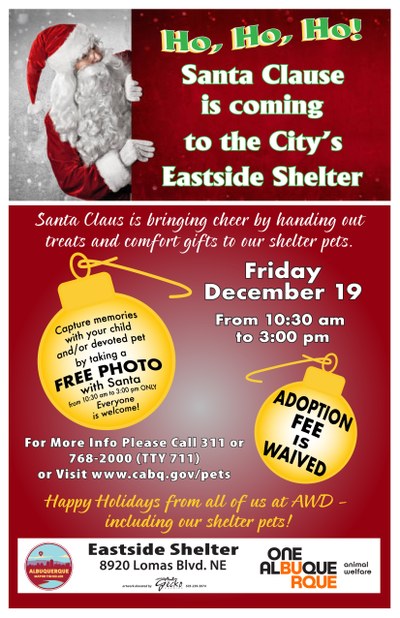 Ho, Ho, Ho! Santa Claus Is Coming to the Eastside Animal Shelter