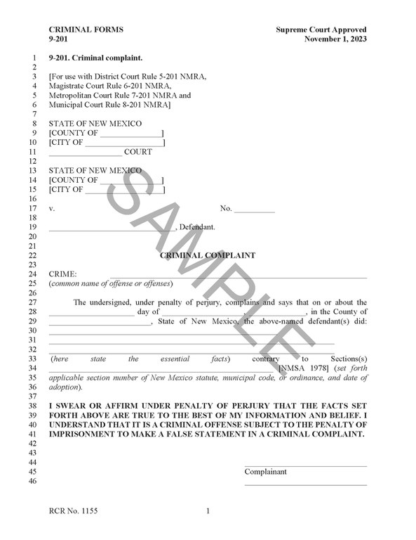 image of criminal summons