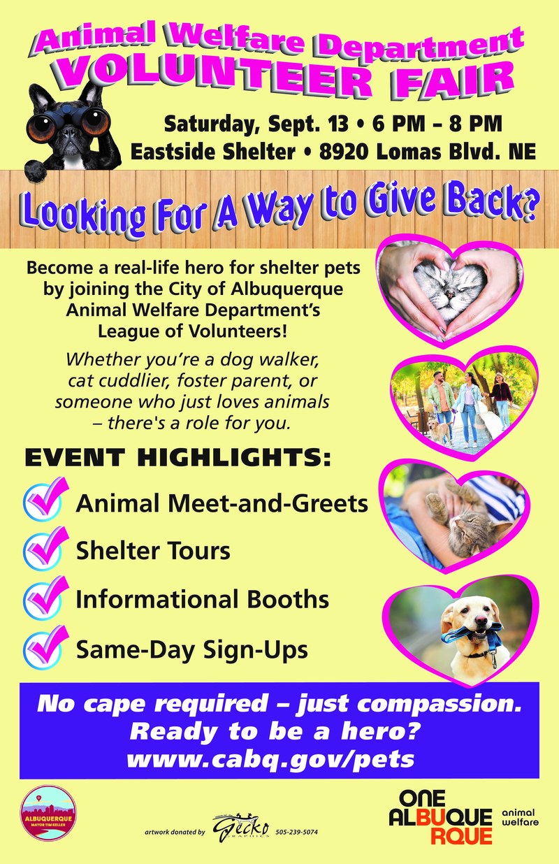 Animal Welfare Department Volunteer Fair Sept. 13