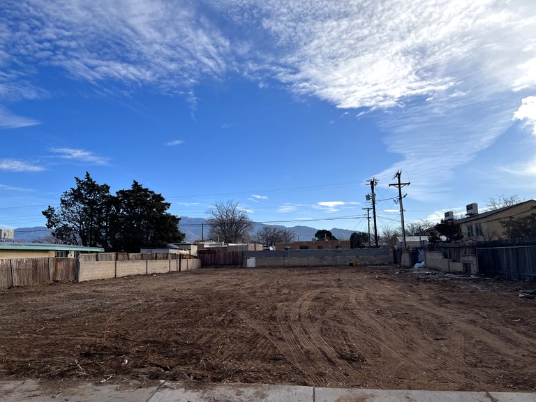 A cleared residential lot.