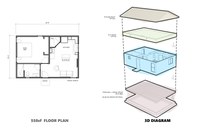 550 sq ft casita floor plan and 3D diagram 550 sq ft casita floor plan and 3D diagram