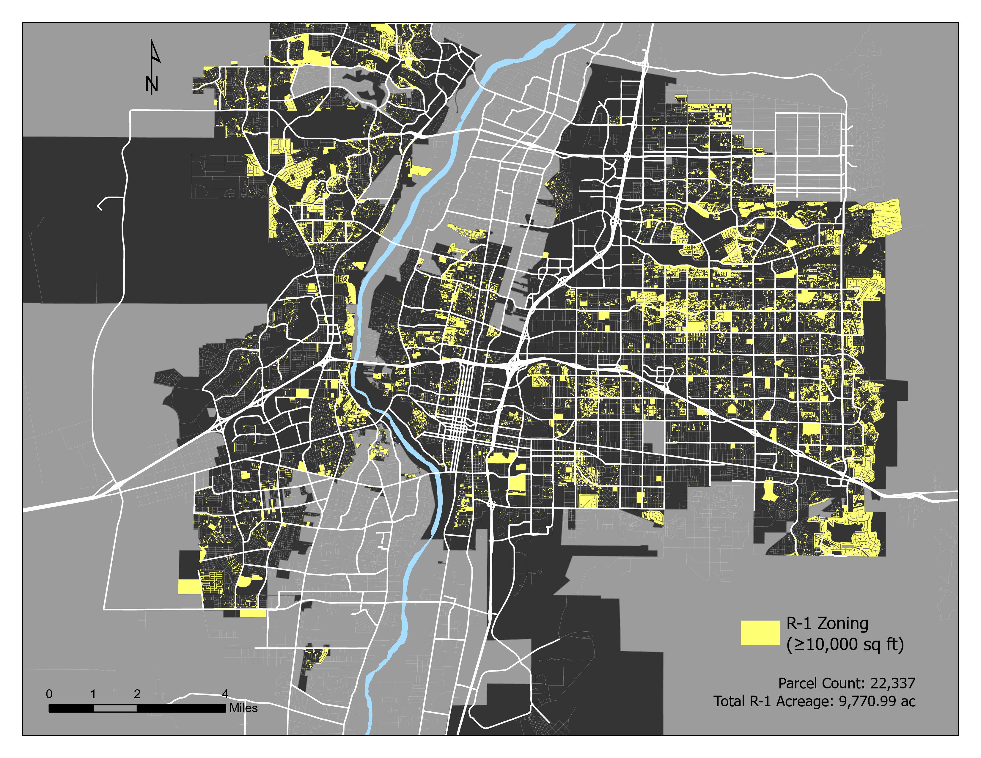 R-1 Zoned Lots > 10K s.f.