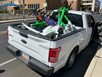 Improperly Parked e-scooters Seized by City
