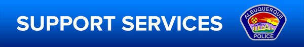 A jpg of the APD Support Services banner, featuring the APD badge logo.