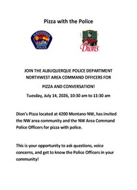 Pizza with a Cop at 4200 Montano NW