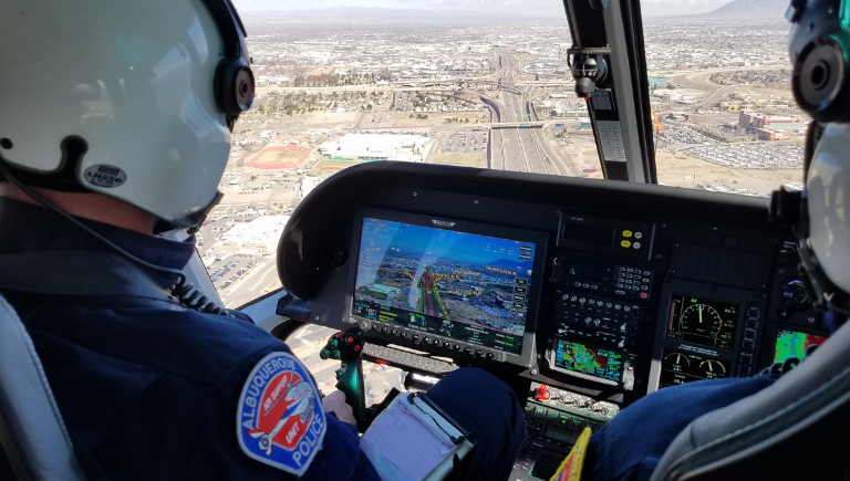 Air unit officers in the helicopter