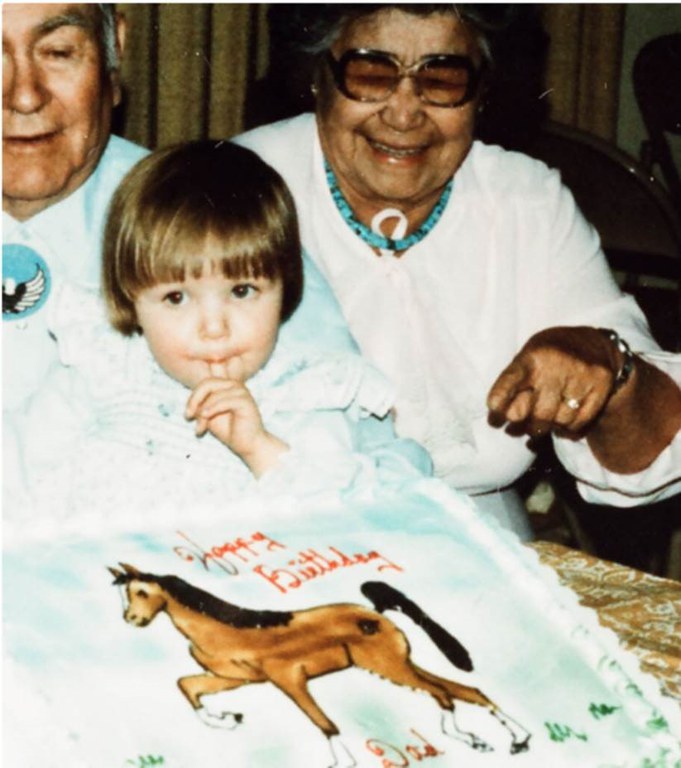 Agnes Tybo, 71 and family.