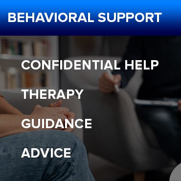 A jpg of the button for the Behavioral Support section featuring a close up of hands.