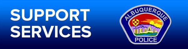 A jpg of the APD Support Services banner, featuring the APD badge logo.