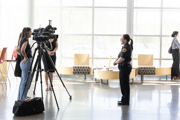 Chief Barker Speaking to Members of the Media