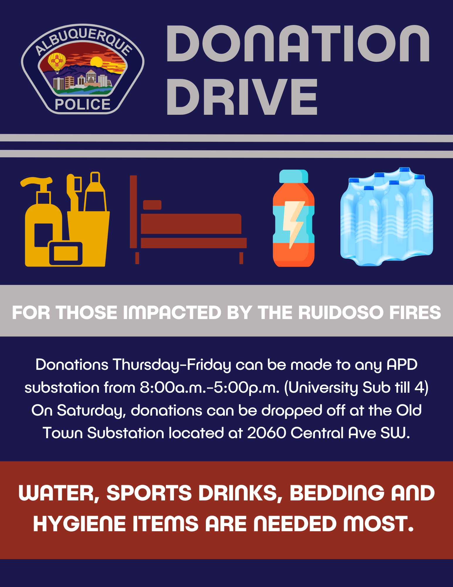 Donation Drive Flyer Ruidoso Fires