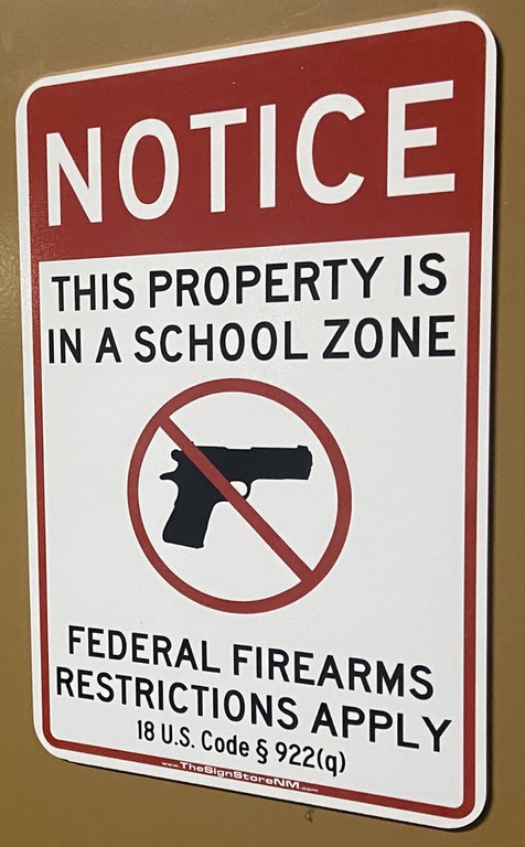 Property in School Zone Sign